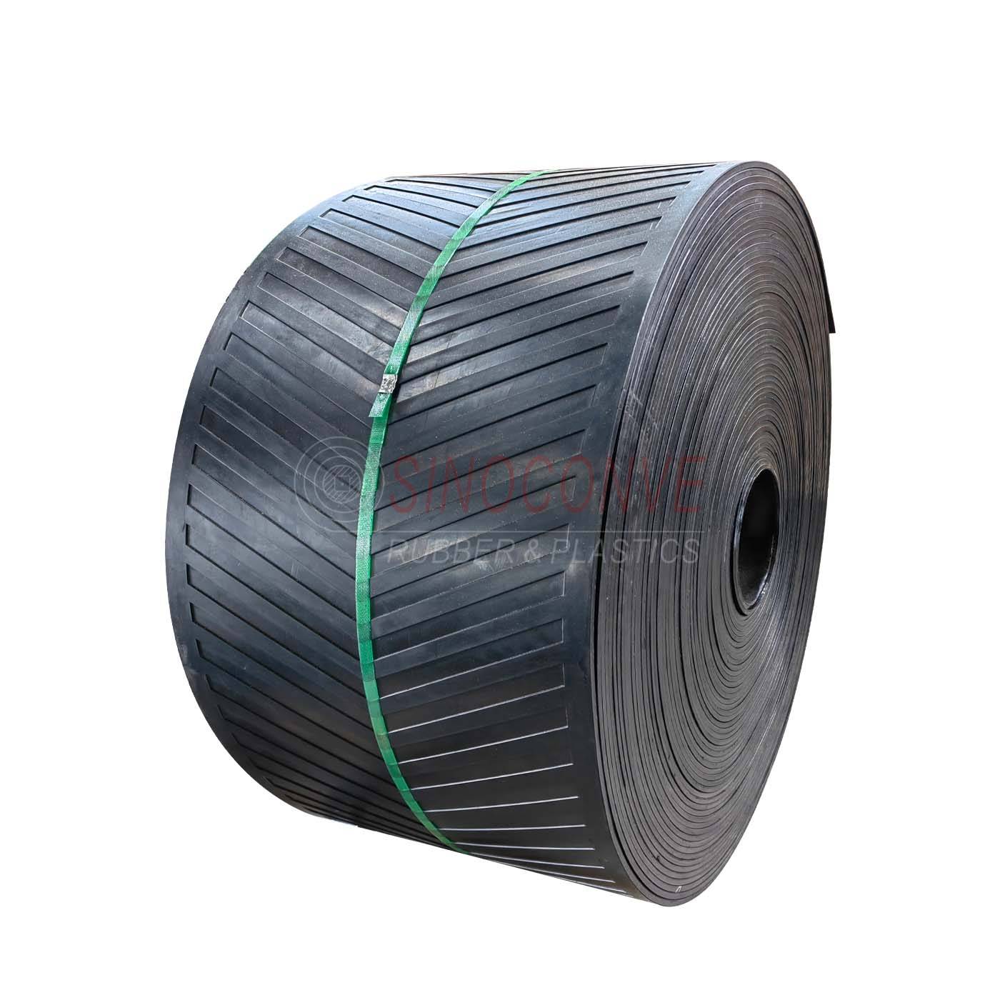 Chevron Rubber Conveyor Belt with Anti-Slip Cleated Pattern
