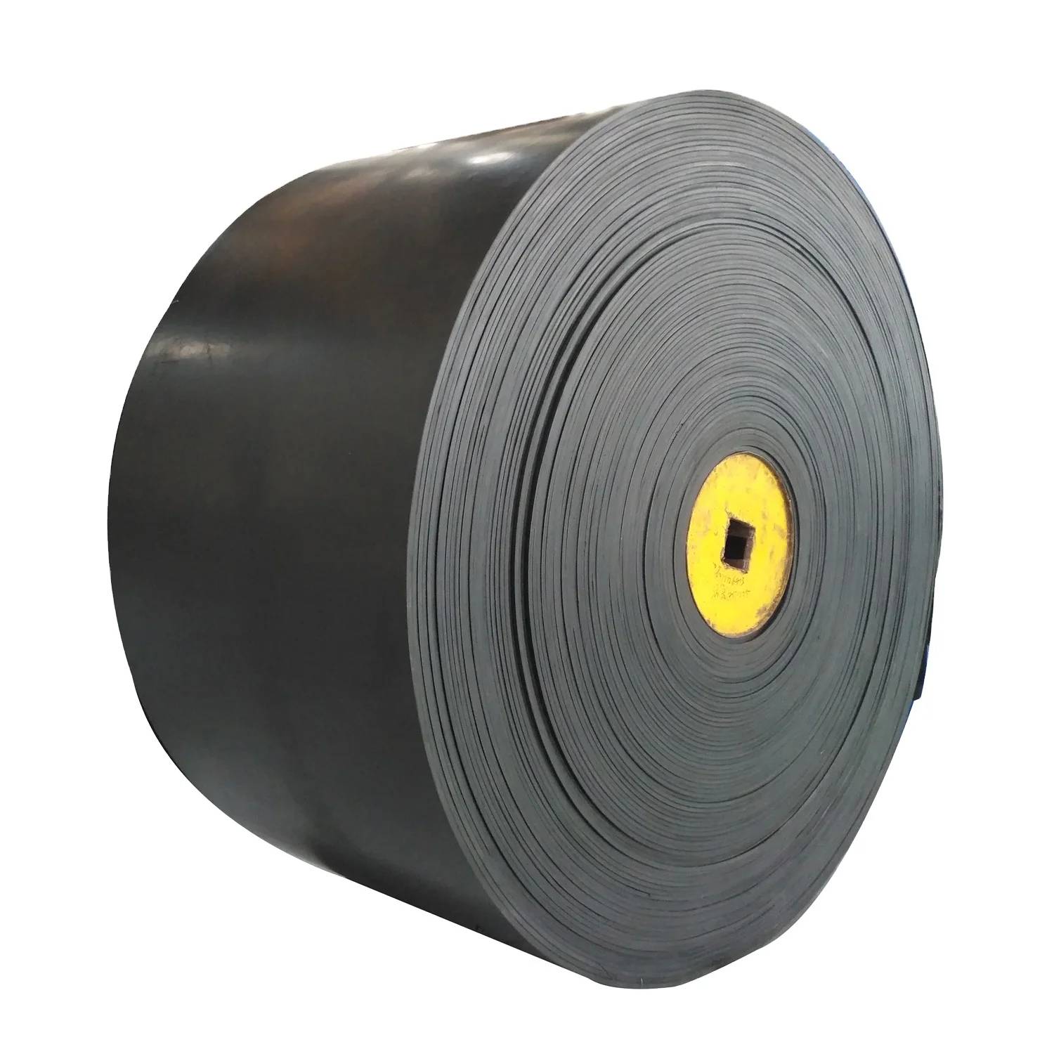 Cinta transportadora de caucho para minería, fabricada con tejido EP resistente al calor.