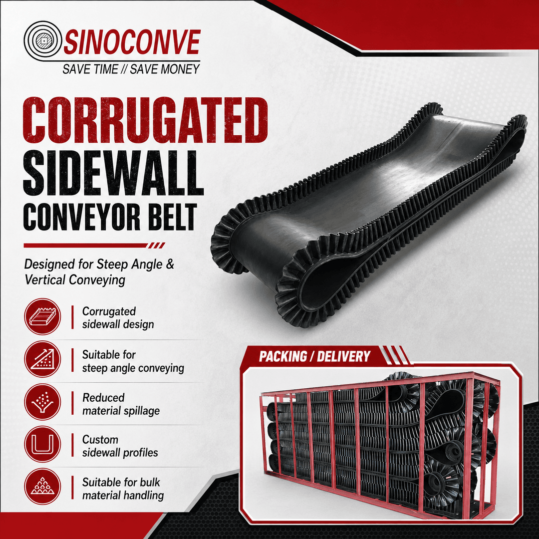 Corrugated Sidewall Conveyor Belt for Steep Conveying