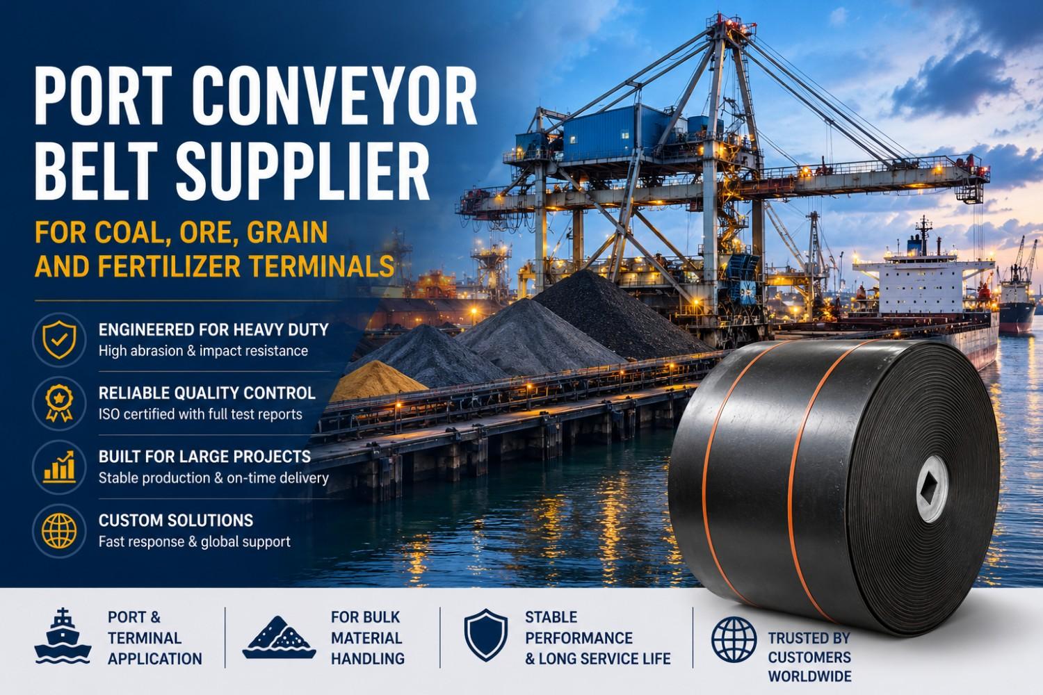 Port Conveyor Belt Supplier for Coal, Ore, Grain and Fertilizer Terminals