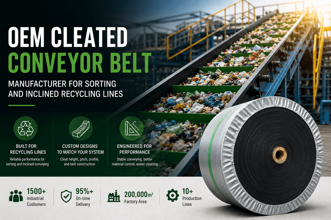 OEM Cleated Conveyor Belt Manufacturer for Sorting and Inclined Recycling Lines