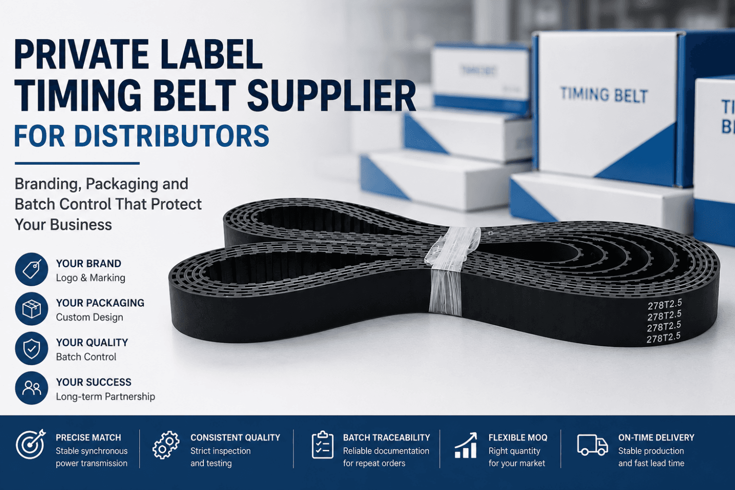 Private Label Timing Belt Supplier for Distributors: Branding, Packaging and Batch Control