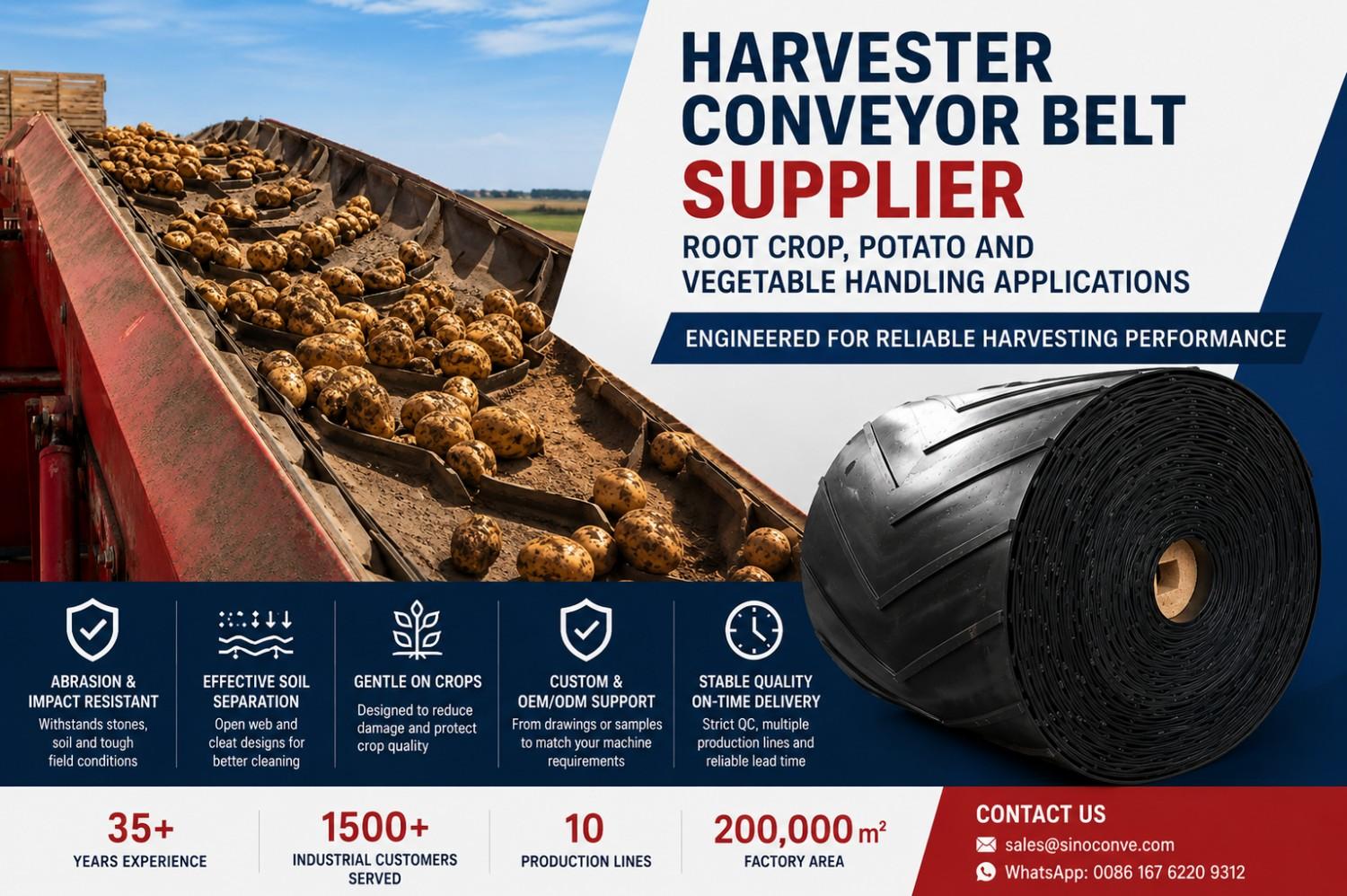 Harvester Conveyor Belt Supplier: Root Crop, Potato and Vegetable Handling Applications