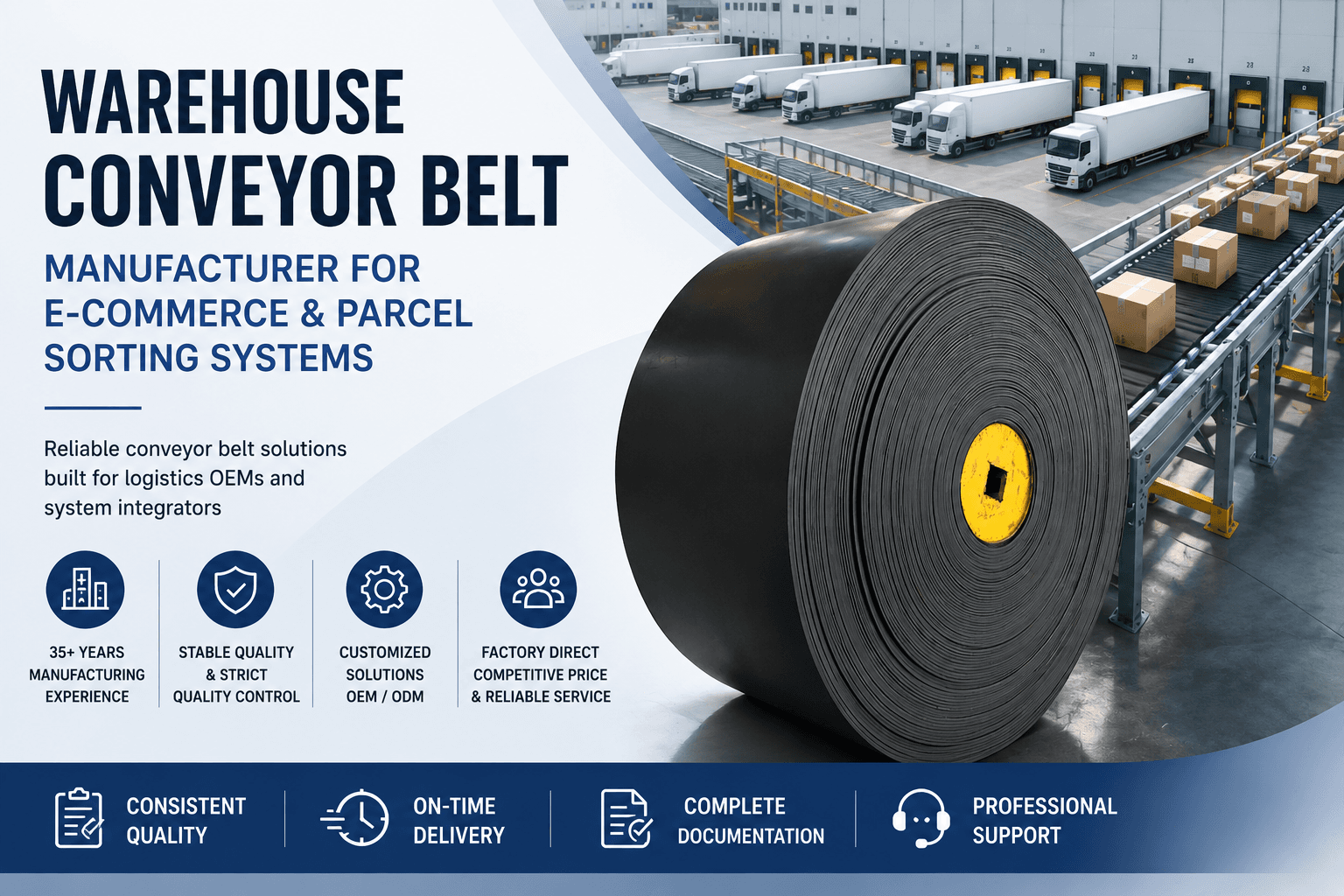 Warehouse Conveyor Belt Manufacturer for E-Commerce and Parcel Sorting Systems